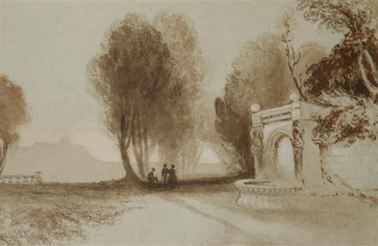 William Smith Snr (1783-1861) An Italian garden 18 x 26cm